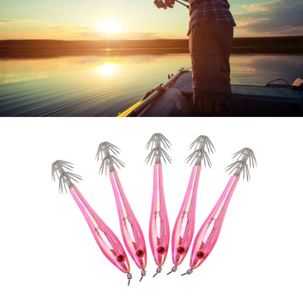 5PCS 9.5cm Squid Jig Lures Glow In Dark Squid Jig Hooks Squid Fishing Lures Saltwater Fishing