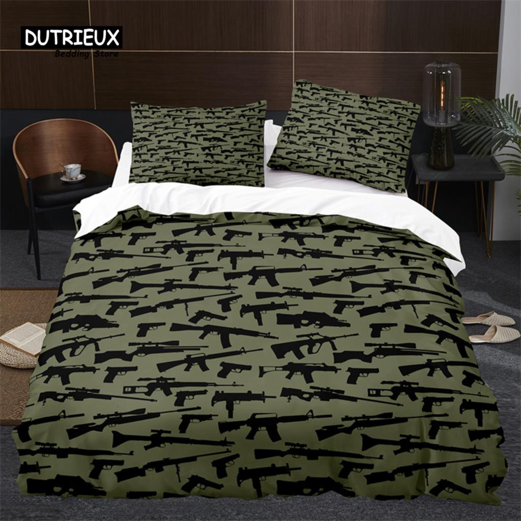 American Flag Comforter Cover Queen Army Guns Military Bedding Set Full King For Boys Teen Man Stars Stripe Usa Flag Duvet Cover