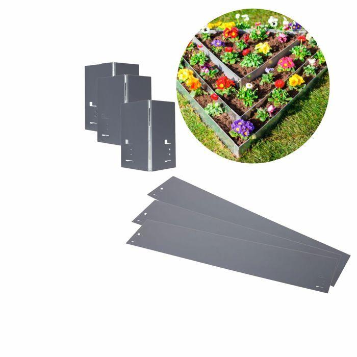 Parterre de Fleurs - ICH-ZAPFE.DE - 3 pcs : 120 x 13,5cm - Gris - Aluminium