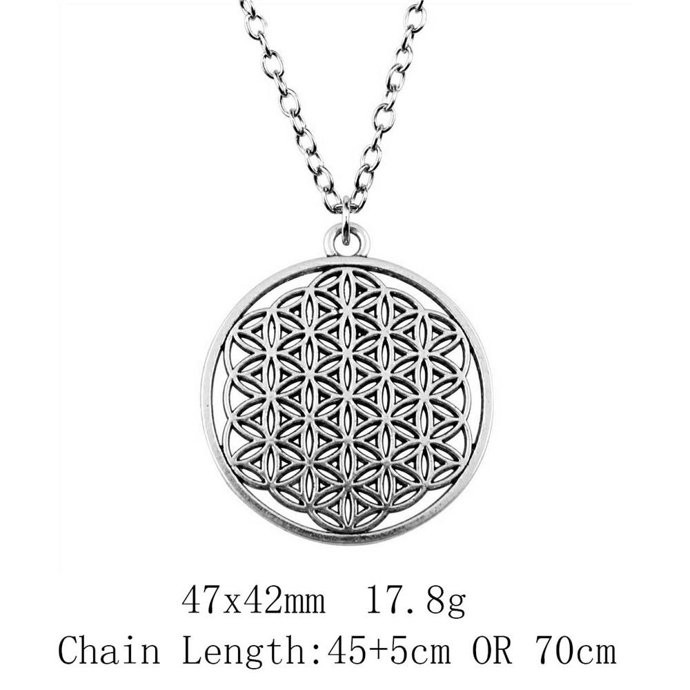 Back To School Christmas Necklace Flower Of Life 45cm Or 70cm Long Chain Necklace Home Garden Necklaces With Pendant