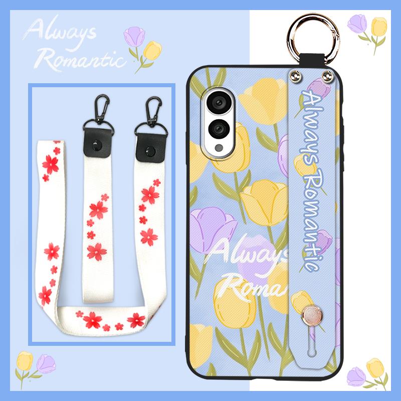 Wrist Strap Lanyard Phone Case For FCNT/Fujitsu Arrows N F-51C Silicone Fashion Design Anti-dust Durable Protective Ring