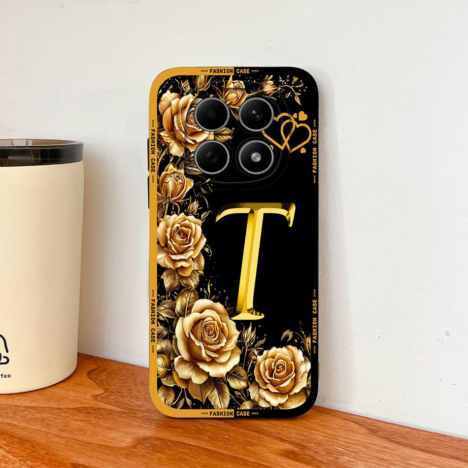 Case For Poco M8 Pro / Poco M5 M5S Fashion Rose Letters Soft Liquid Silicone Phone Shell For Poco M 8 M 5 Lightweight Funda