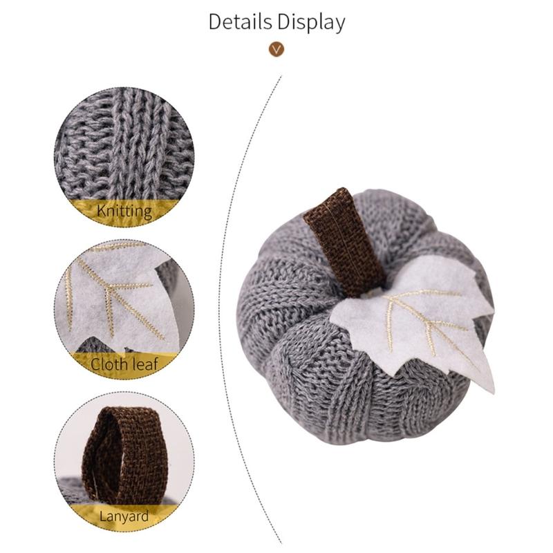 Handmade Crochet Pumpkin Decoration With Polyester Fabric Harvest Festival Shelf Display Accessory