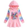 2026 Spring/Autumn Ruffle Rainbow Cartoon Hooded Princess Dress for Girls