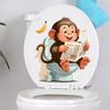Creative Cartoon Monkey Reading Newspaper Toilet Lid Sticker Self-Adhesive Removable for Bathroom Home Decor
