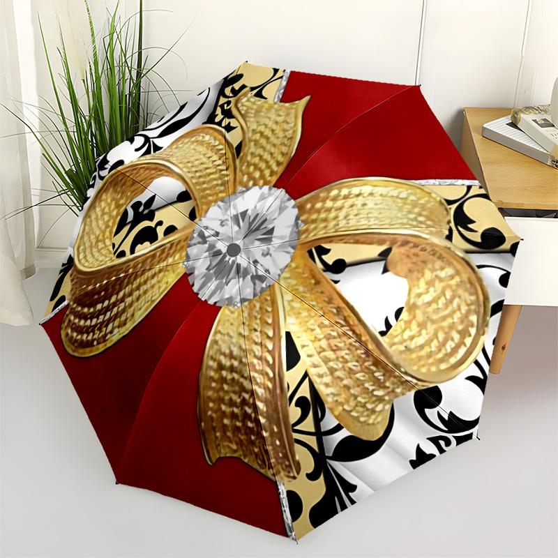 

1pc Diamond Bow Automatic Opening and Closing Folding Umbrella with 8 Iron Ribs - Portable, Foldable for Travel yy251124086