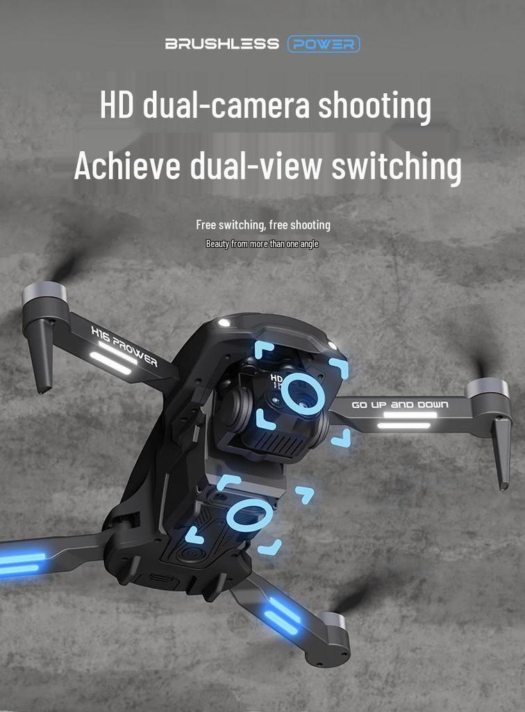 H16 Obstacle Avoidance Drone with 150° Adjustable Camera, Brushless Motors, Night Vision & Optical Flow for Aerial Photography.
