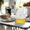 Honey Jar Clear Glass Honey Dispenser with Dipper Stick and Lid Large Capacity Honey Bottle Cute Decorative Honey Container