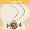Zirconia Durable Water Rugby Jewelry Set With Pendant And Earrings For Sports Fans And Collectors