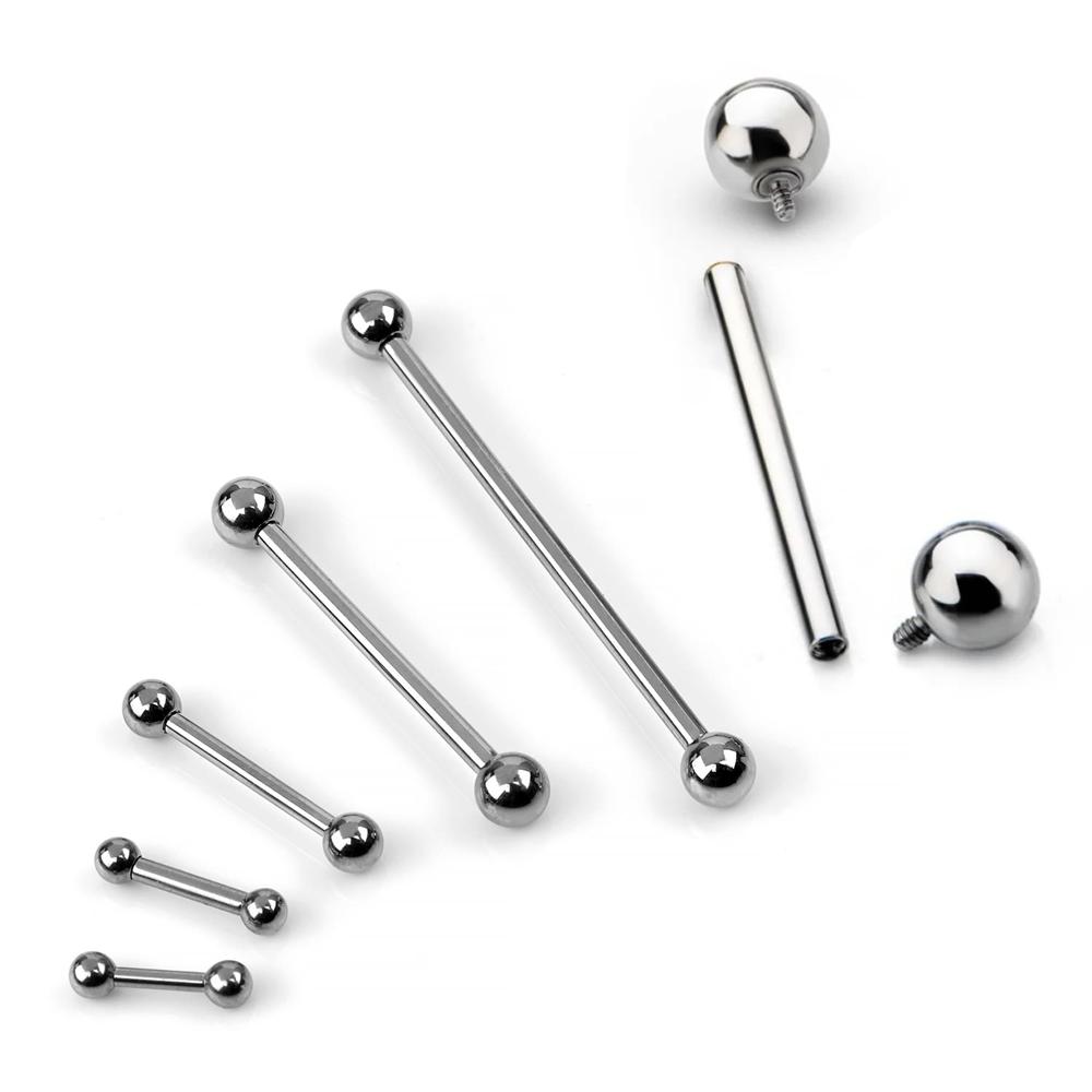 5/10/50pcs F136 Titanium Implant Grade 16G 14G Straight Barbells Tongue Nail Nipple Studs Ear Helix Piercing Jewelry Accessories