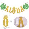 Hawaiian Party Decorations - Gold Glittery Aloha Banner for Hawaii Tropical Luau Themed Party Supplies