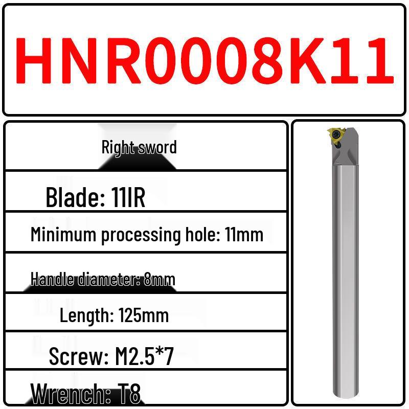 CNC Internal Threading Tool Holder HNR08-25, High-Speed Steel, Shockproof, for Internal Thread Lathe