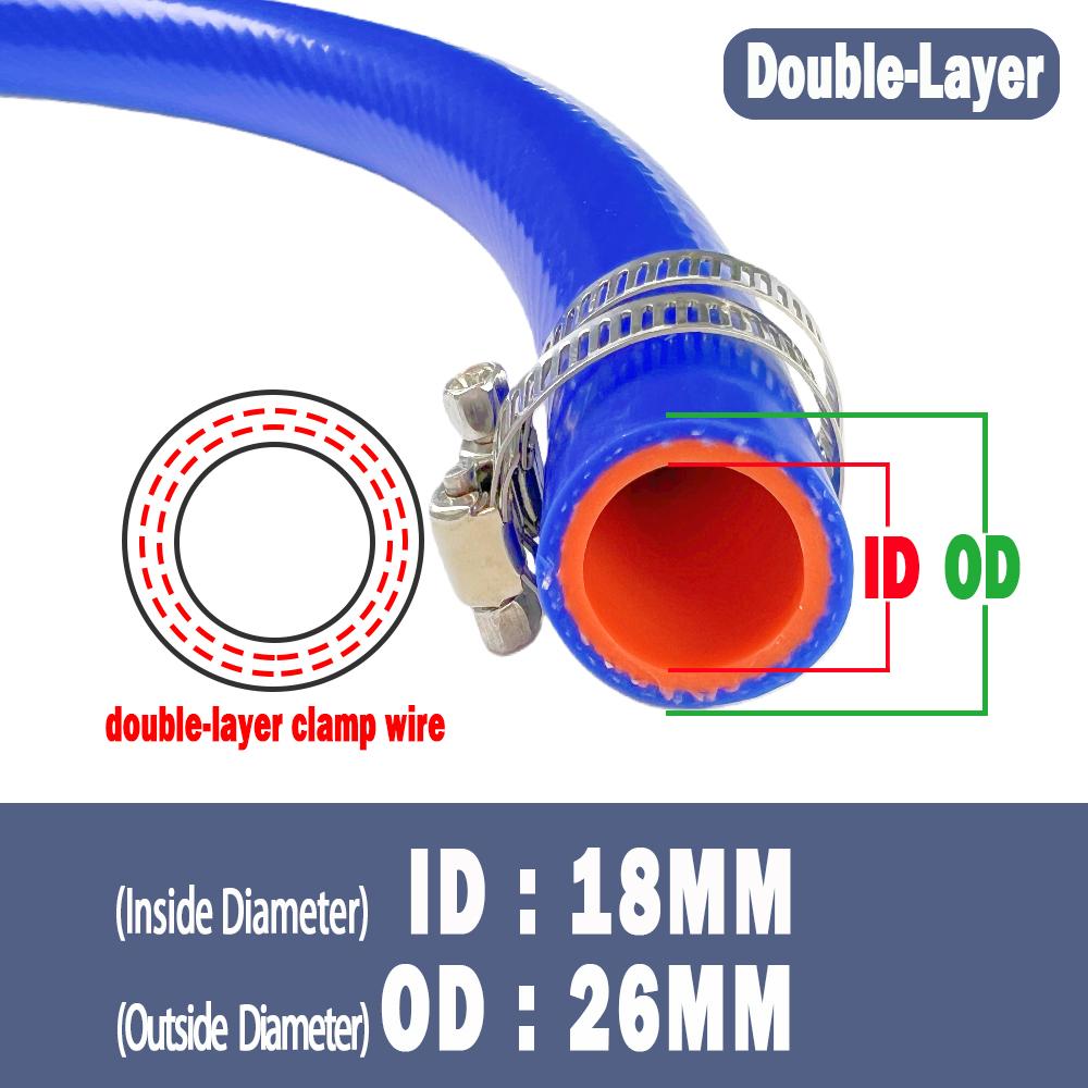 Blue Auto Car Vacuum Hose Double-layer Clamp Wire Warm Air Water Pipe Silicone Hose Inner Diameter 6/8/10/12/14/16/18/20/22/25mm