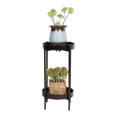 Flower 2 Planter Indoor Garden Outdoor Gardening Living Plant Stand Stand, Tier, Stand, Rack, Rack, Veranda, Entrance, Room, (50cm, Black)