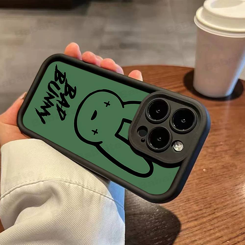 B-Bad Bunny Art Phone Case For IPhone 17 16 15 14 13 12 11 Pro Max Plus Silicone Shockproof Case
