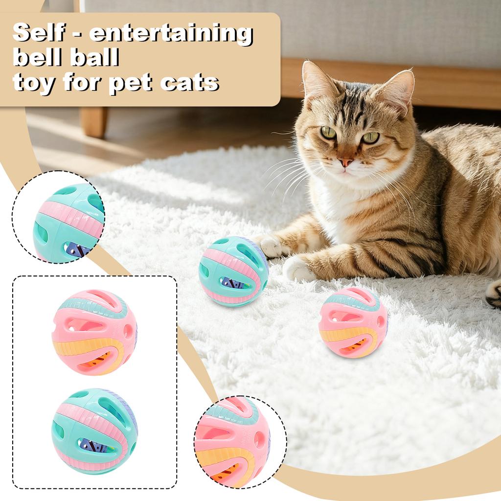 8cm Cats Toy Ball Self-Entertainment Cats Sounding Toy Bell Ball For Boredom Relief, Colorful Hollowed-Out Cats Teaser Pet Toy