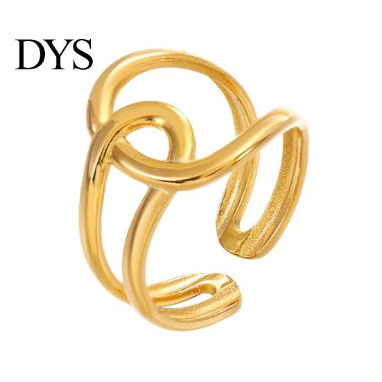 Adjustable Women Ring Open Golden Color Heart Line Cross Leaf Shape Finger Polished Hip Hop Style Paty Club Lady Jewelry