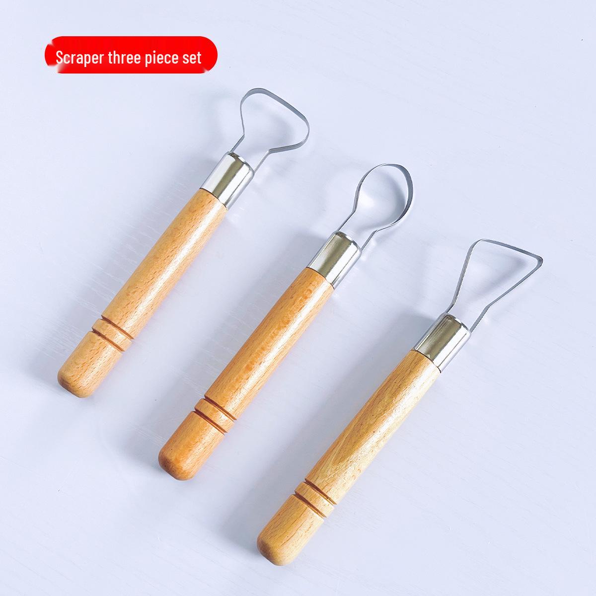

3-Piece Thick-Handled Pottery Tool Set: Large Scraper & Sculpting Knife for Clay Crafting