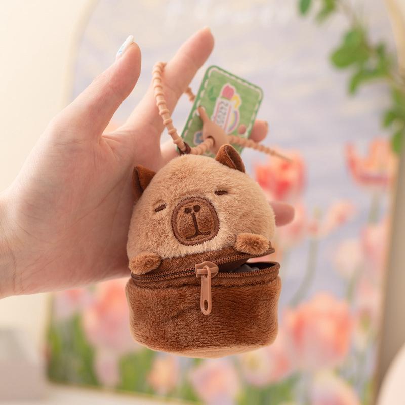 Cartoon Capibara Capybara Doll Plush Toy Hamburger Capybara Panda Small Pendant Bag Keychain