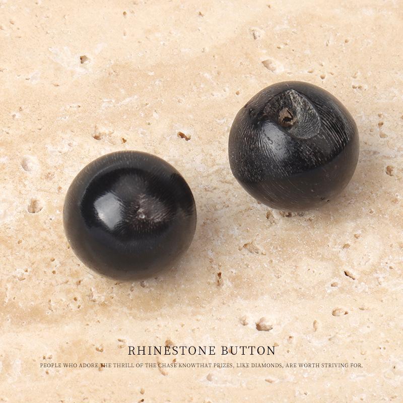 

5pcs Natural Horn Bead Buttons, High-End National Style Ethnic Cheongsam, Tang Style Hanfu Disc Buttons, Chinese Shirt Buttons 10Mm black