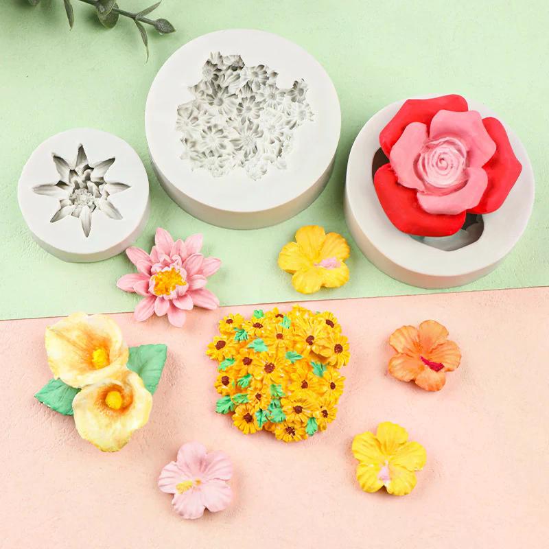 Mini Rose Camellia Flower Silicone Sugarcraft Mold Cookie Cupcake Chocolate Baking Mold Fondant Cake Decorating Tools