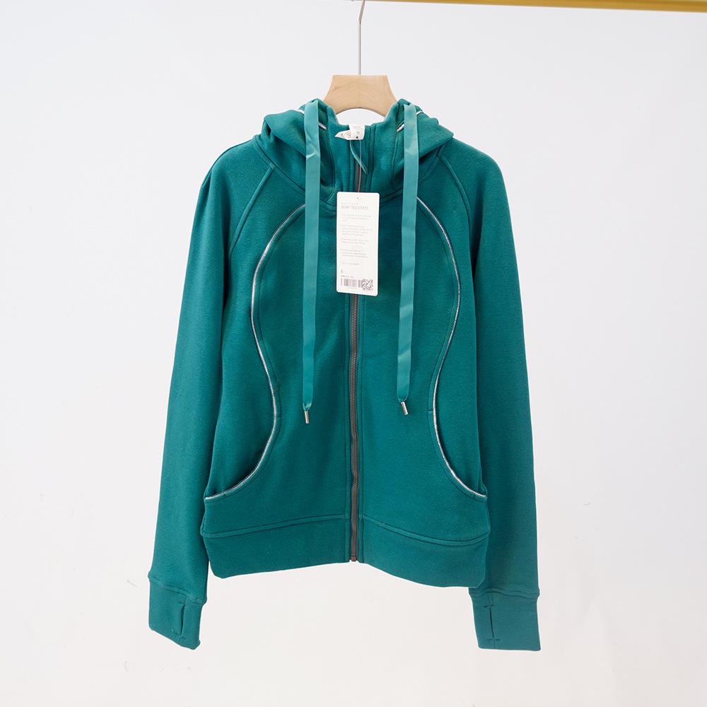 Dámská mikina s kapucí na jógu Slim Fit Plus Velvet pro podzim a zimu