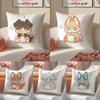 Cute Cure Animal Angry Art Cushion Cover Pillowcase Short Plush Invisible Zipper Room Sofa Cushion Cover