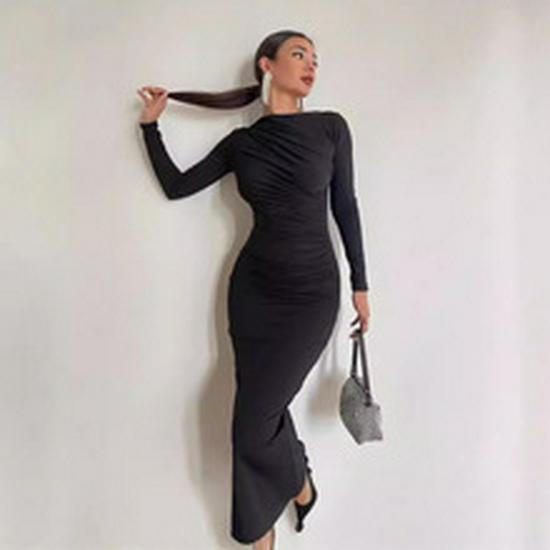 2024 V-Ausschnitt Einfarbiges Knopfkleid: Bequeme, lässige europäische & amerikanische Damenmode