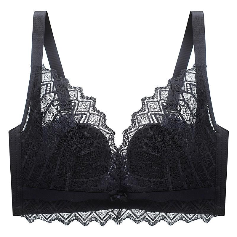 

2023 кружевное нижнее белье с тонкой дышащей подкладкой и сборками, регулируемое нижнее белье с кроличьими ушками 75 чёрный