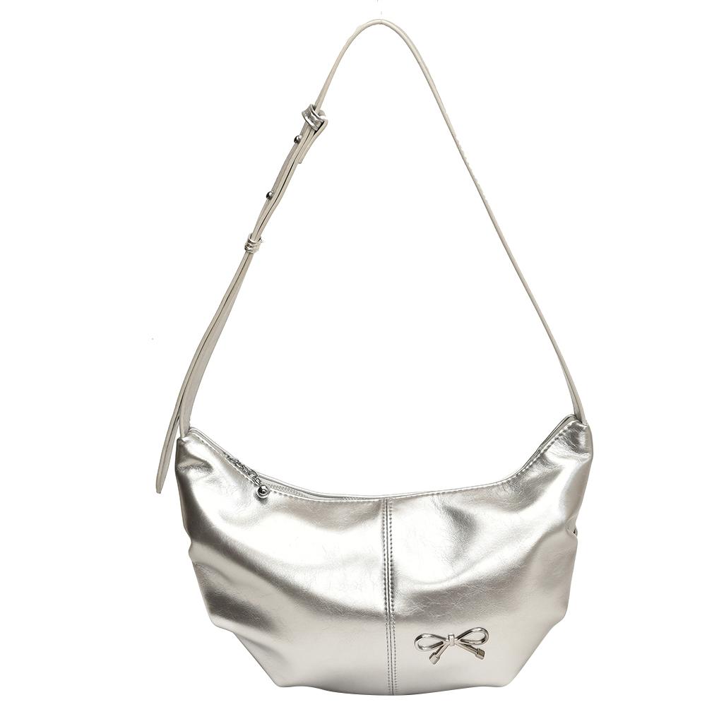 Women Shoulder Bag Adjustable Strap PU Leather Crescent Bag Hobo Bag (Black)