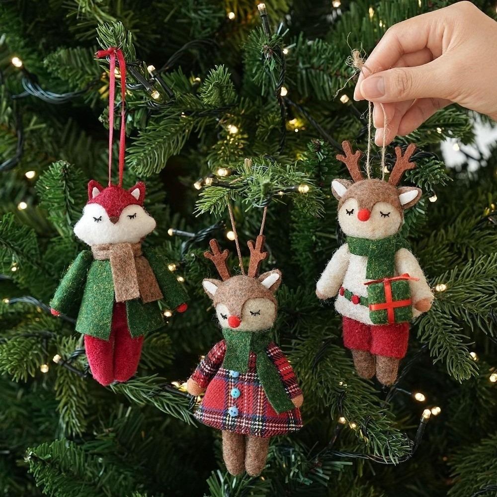 Elk Fox Tree Hanger Hanging Rope Xmas Decoration Cute Doll Pendant  Party Layout