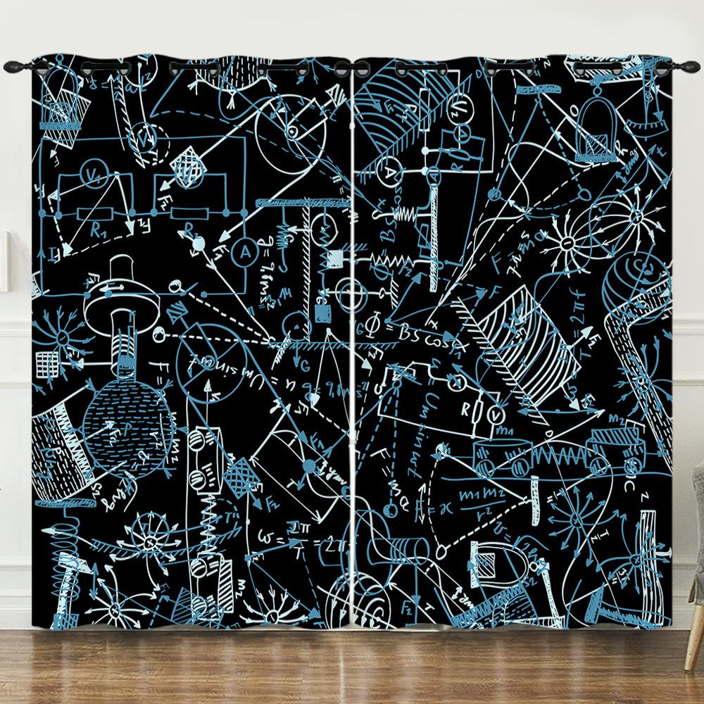 Zasłona Geometryczna Wzór Liczbowy Drukowanie Cyfrowe 3D Zasłona zaciemniająca Przelotki