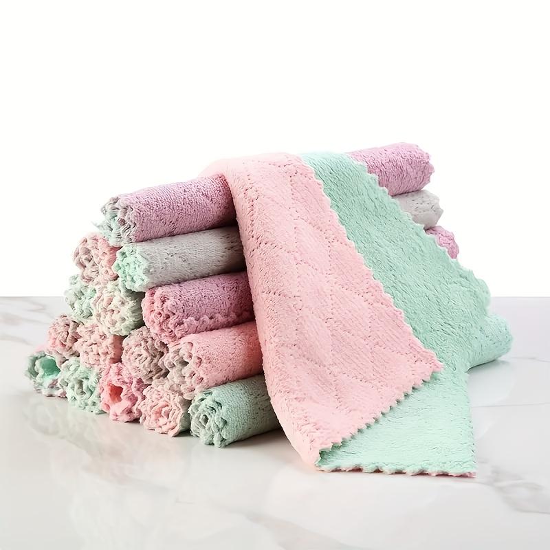 high quality30pcs Microfiber Cleaning Cloths - Dual-Sided Soft Non-Abrasive Pastel Pink, Mint Green, Lavender & Gray Rags - Reusable Multi-Purpose