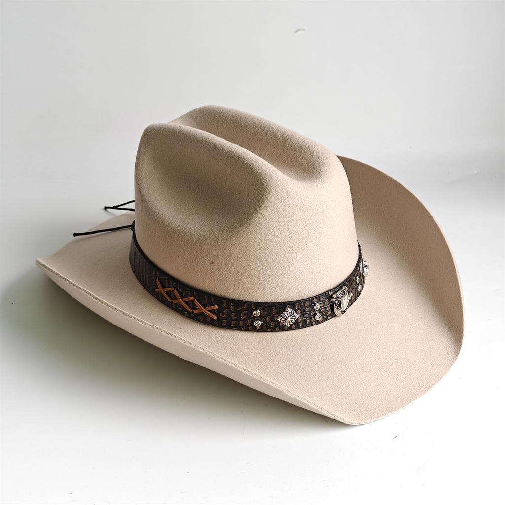 Competitive Western Cowboy Hat 100% Wool Fedora Hat For Women Men Riding Hat Autumn Panama Big Brim Cowgirl Hat Sombrero Vaquero