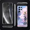 Cherry Japanese Traint Moun Fuji Clear Phone Case For Samsung Galaxy S23 S22 5G S20 Ultra S21 FE 5G S10E S9 S8 S10 Plus Cover