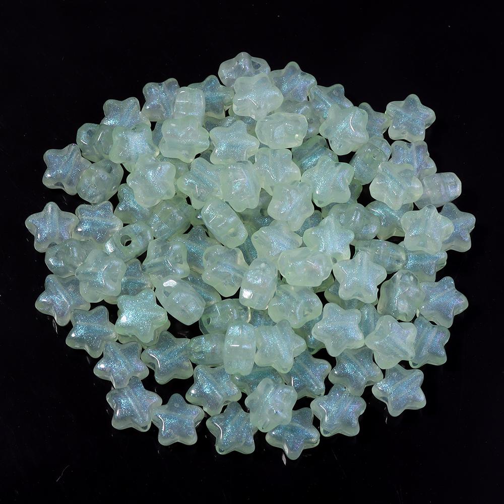 100pcs 10mm Acrylic Star Beads Colorful Luminous Five-pointed Star Loose Beads For DIY Jewelry Making Bracelet Necklace Supplies