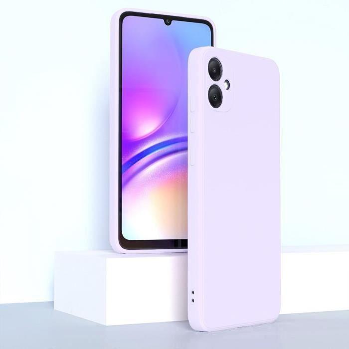Coque et Verres Trempés - Samsung - Galaxy A05 - Silicone Liquide - Ultra Slim - Violet