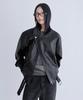 Londonda Belted Oversized Leather Jacket, Black