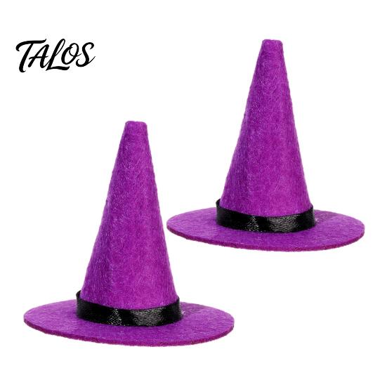 Felt Witch Hat for Party Favors 2 Pcs Mini Hats, Cute Tiny Wizard Wine Portable Ornaments Bottle Topper Halloween Favors, DIY Crafts, Home Table Decor