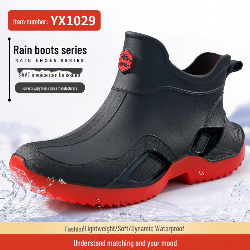 Black Long Tube Waterproof Rubber Rain Boots - Wear-Resistant Outdoor Summer Shoes