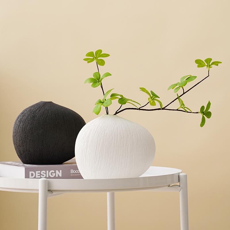 Ceramic Vase Geometric Stripes Pebbles Flower Vase Flower Arrangement Accessories Terrarium Room Decoration Accessories