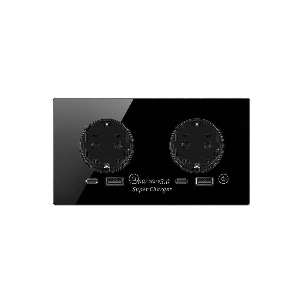 70W Smart Home EU WiFi Dual Socket with Fast USB Charging, Voice Control, Timer, and Power Monitoring