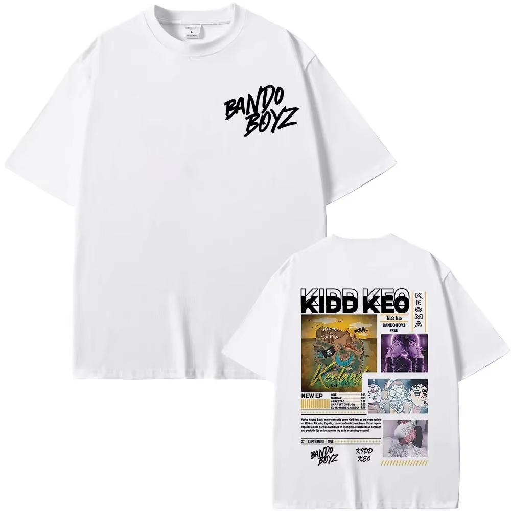 2026 Kidd Keo Rapper Bando Boyz World Tour Pattern TShirt Summer Fashion Classic ShortSleeved Mens and Womens TShirt