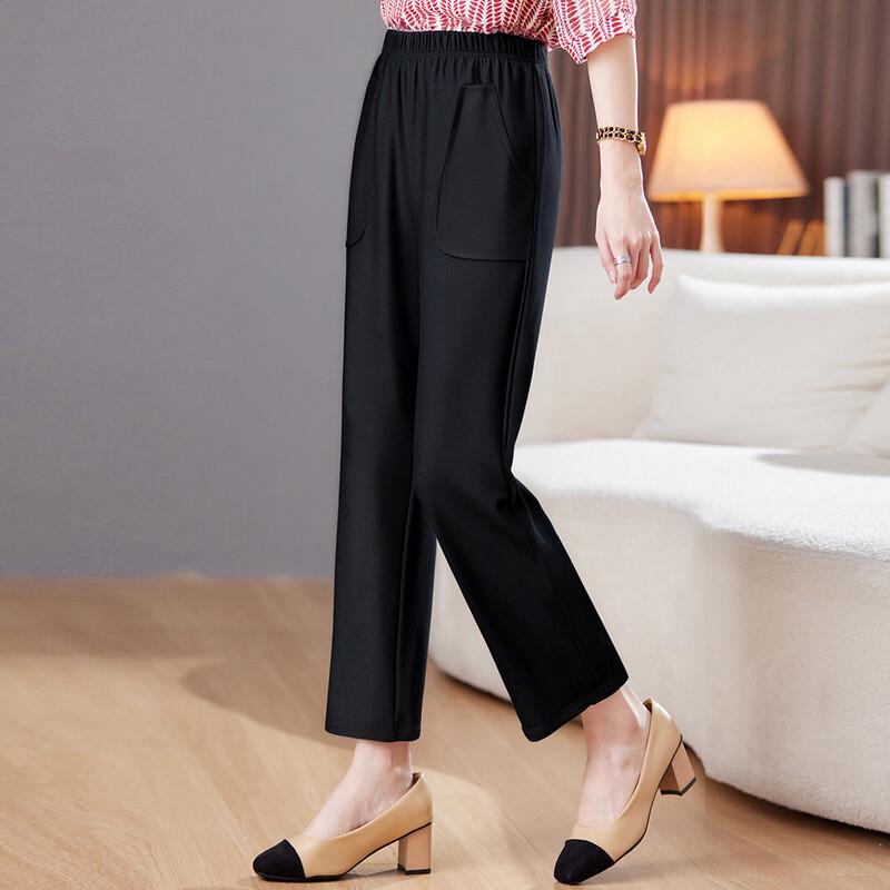 Pastel Mid-Age Women's Loose Fit Elastic Waist Casual Pants