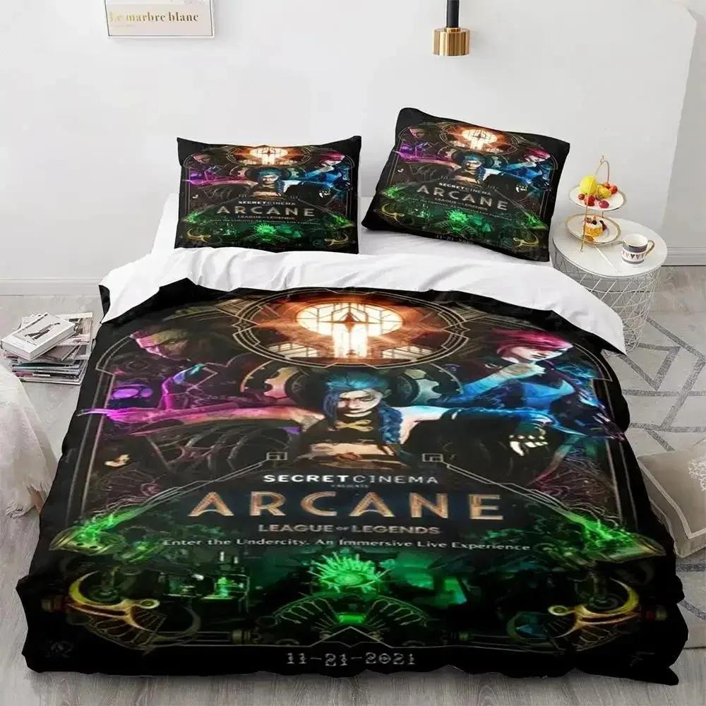 Anime League of Legends Jinx Bettwäsche-Set Einzelbett Twin Full Queen King Size Bettset Erwachsene Kinder Schlafzimmer Bettbezug-Sets Spiel Anime