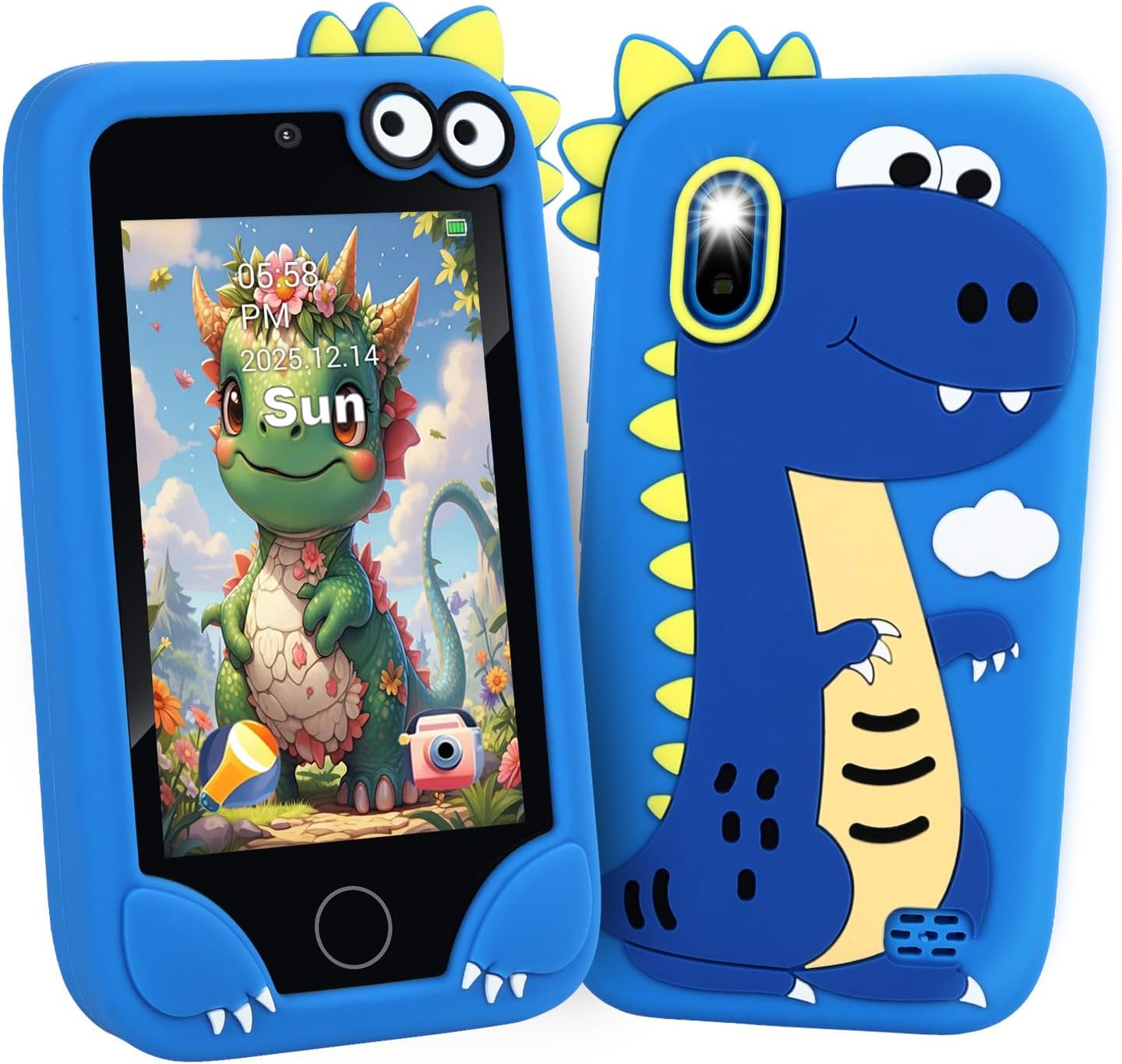 

4.0 Kids Smartphone Touch Screen 1G+8G Leaning Puzzle Game For Children Dual Cameras Children Birthday Gift Phone Toy 1200Mah синій
