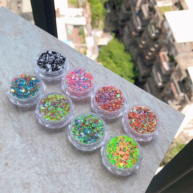 Eine Box Glitzernder Stern Macaron Nägel Pailletten Helle Pailletten Scheiben DIY Charme Flakes Dekor Zubehör Pailletten