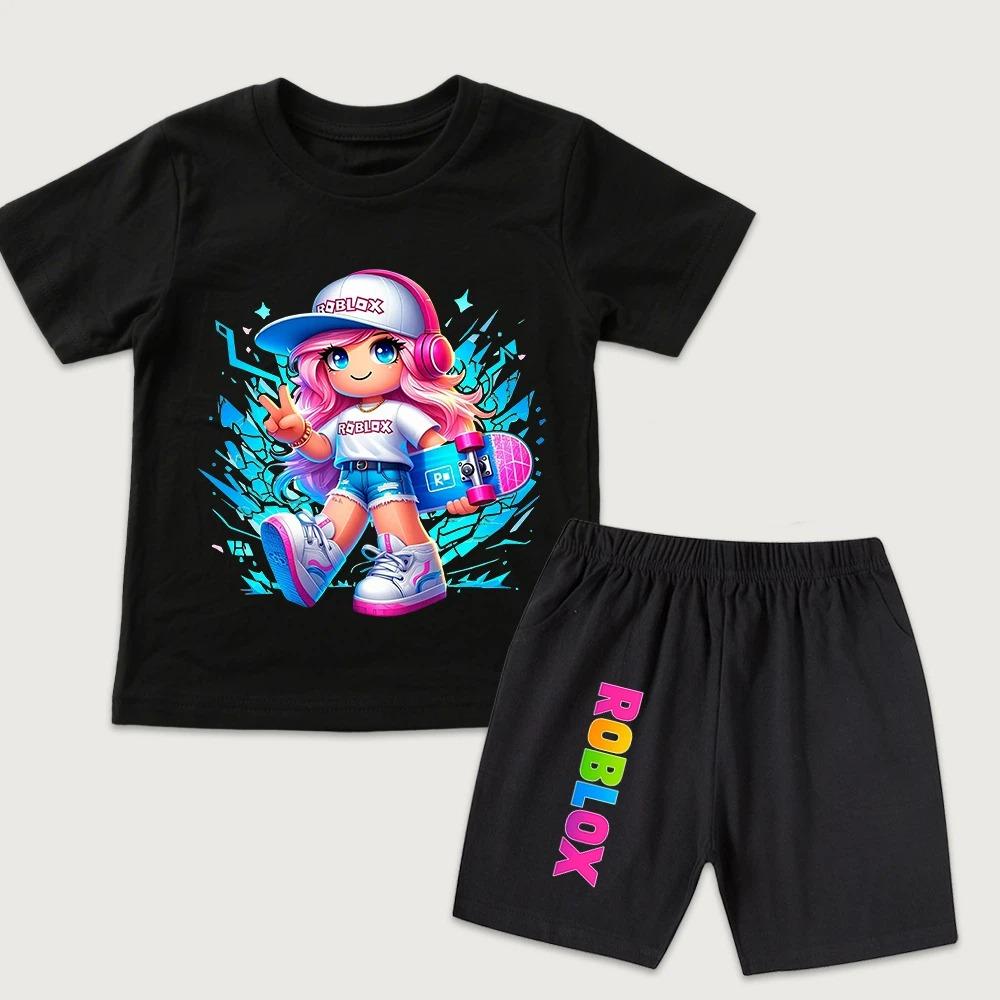 Fashion Cartoon Game Cute Printed Men's T Shirt and Shorts 2 Piece Set Summer Casual Outfit for Men's and Women's Clothing
