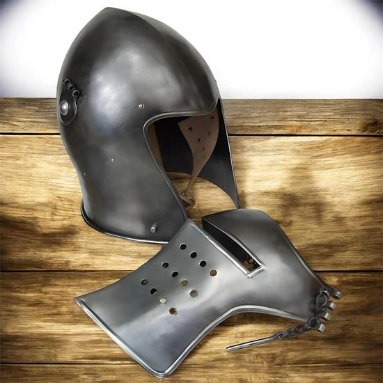 Medieval Knight Helmet Black Crusader Great Templar Armor Cosplay LARP SCA Battle Helmet Metal Fantasy Costume Prop