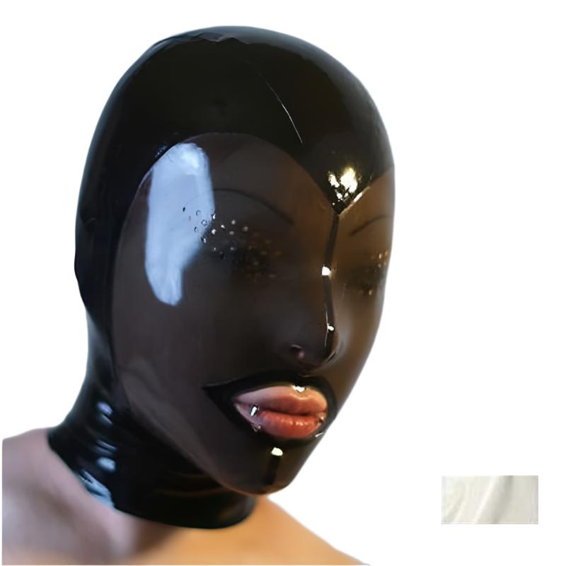 Fetish Mask With Back Zip Transparent Black Face Hood Latex Hoods